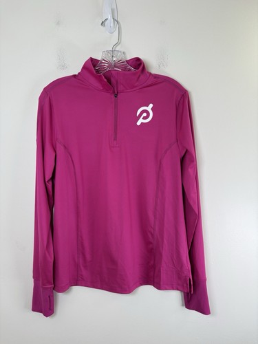 Peloton Top Women Size Medium Pink Logo 1/4 Zip Stretch Spinning Cycling Workout - Picture 5 of 10