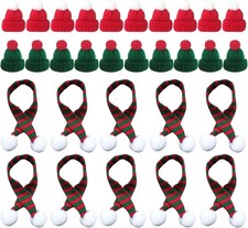 30 Pcs Mini Christmas Hat Scarf Xmas Knit Santa Hats Knitting Doll Caps Candy