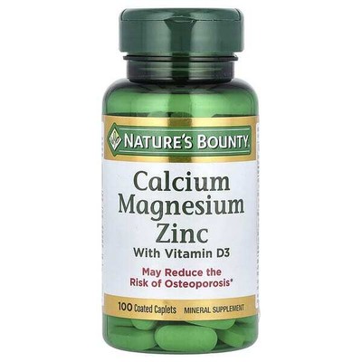 Nature's Bounty Calcium Magnesium Zinc Supports Immune and Bone Health 100 Count