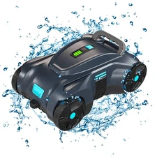 Smart Cordless Pool Vacuum 100mins 15°Slope Climb LED Auto-Stop for Pool Gray