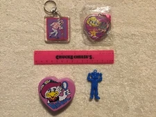 Chuck E Cheese keyring, necklace, trinket box, ruler and charm