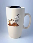 Peanuts Snoopy Autumn Leaves Travel Mug with Lid Modern Gourmet Foods Stoneware