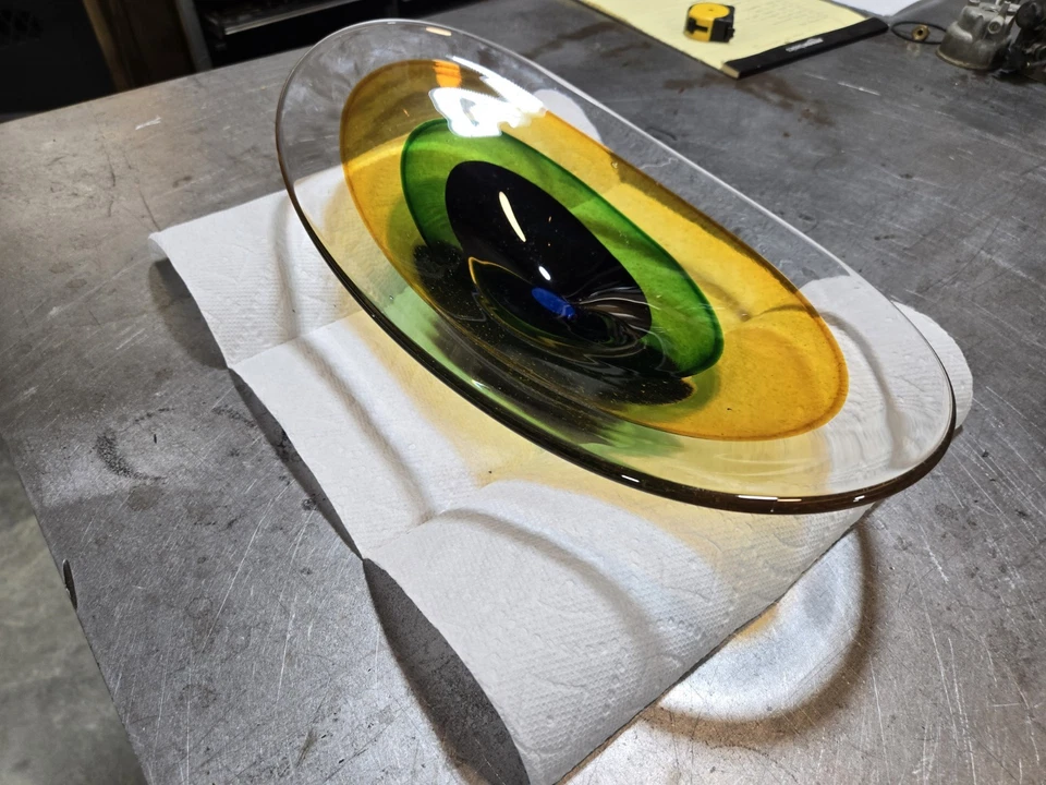 ¡¡¡Hermoso plato para servir de vidrio soplado hecho a mano!!!! Foto 3 de 4