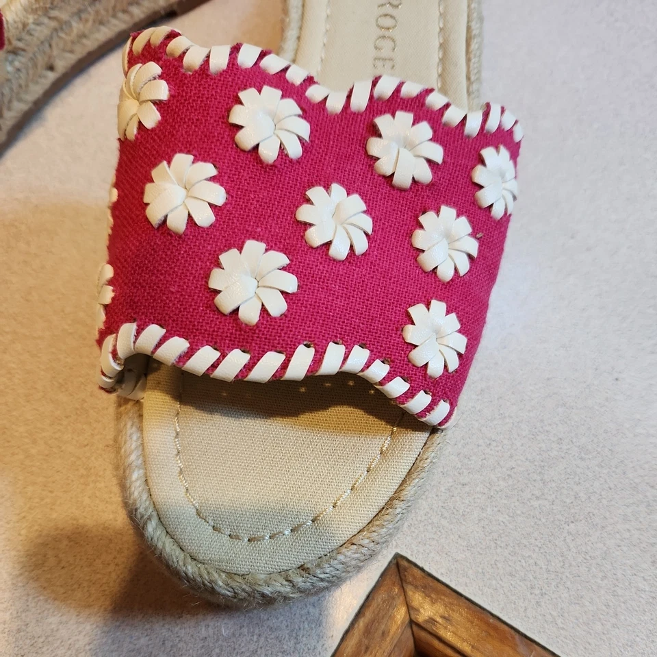 Alpargatas Jack Rogers Palmer Floral Rosa y Blanco Cuña Slides Talla 6.5 Nuevas Foto 2 de 4