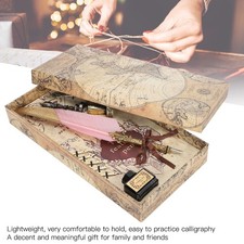 Feather Pen Set Gold Head Dipped Water Writing Tool Calligraphy Light Part.