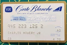 Carte Blanche AVCO ~ Credit Card exp. 1970 ~ our item # cb204