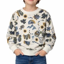 Tommy Bahama Kids Boys Crewneck Sweatshirt Adventure Print Beige Size M 7/8