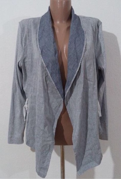 Women Marc Cain Blazer Blue Linen 42