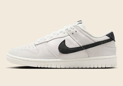 Women's Nike Dunk Low SE Glittery Suede Sparkle White Black HQ3502-100