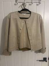 H&M Cream Beige Faux Suede Look Blazer Suit Jacket Size S