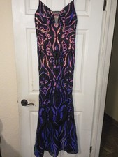 Prom Dress Formal Gown M Multicolor Sequin VNeck Slit Glamorous Shimmer