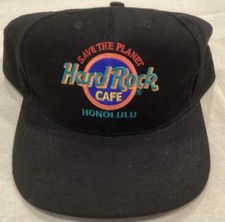 Vintage Hard Rock Cafe Honolulu Black Snapback Cap Save The Planet Hat