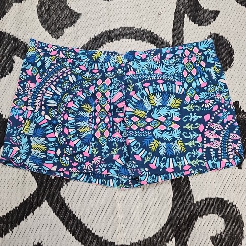 LILLY PULITZER Ocean View Shorts Glow & Flow Inky Blue Pink Rare #002065 Sz XL