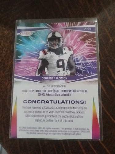 2025 Sage Courtney Jackson RC AUTO.. DENVER BRONCOS - Picture 2 of 2