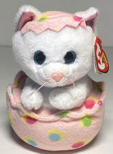 Ty Beanie Boos GIGGLES White Cat in Easter Egg 6" Plush NWT 2025 Release