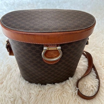 Product Title: Celine Vintage Bucket Shoulder Bag Macadam Pattern From Japan  C