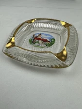 Vintage MCM Heavy Gold & Crystal Michelstadt Germany Ashtray ~ Mid Century MCM 