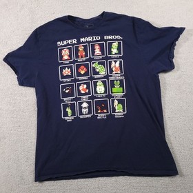 Super Mario Bros T-Shirt Mens 2X Mario NES Console Pixel Grid Boxes Graphic Tee