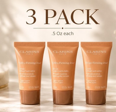 3 Pack Clarins Extra Firming Jour Wrinkle Control Firming Night Cream 0.5oz X 3