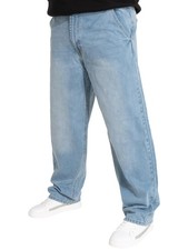 Enzo Mens Wide Leg Jeans Casual Baggy Loose Fit Denim Pants