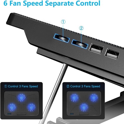 LIANGSTAR Laptop Cooling Pad 6 Lüfter, 7-stufiger Ständer, USB-Anschlüsse für 12-17" Laptop - Bild 5 von 7