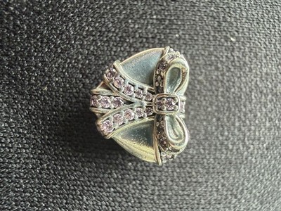 Pandora With Love Heart Present Charm S925 ALE Pink Ribbon DISCONTINUED