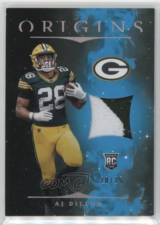 AJ Dillon Panini Origins Rookie Patches #RP23 Turquoise