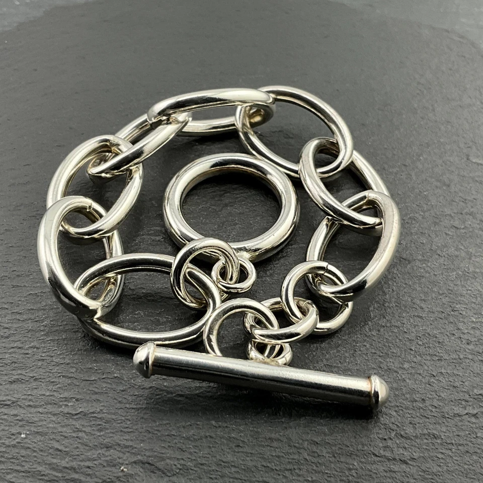 Handmade 925 Sterling Silver Chain Bracelet: Unisex Heavy Link Chain Design - Image 2 of 4