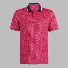G/Fore Triple G Lava Red Mens Medium 3D Print Golf Polo Shirt New Nwt GMP000086