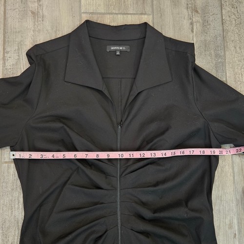 Lafayette 148 New York Dress Womens Size 14 Black Full Zip Ruched Bodice Career - Picture 2 of 10