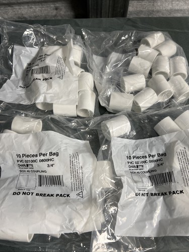 40-Pack Charlotte 3/4in PVC Schedule 40 Couplings 4 Bags of 10 02100C