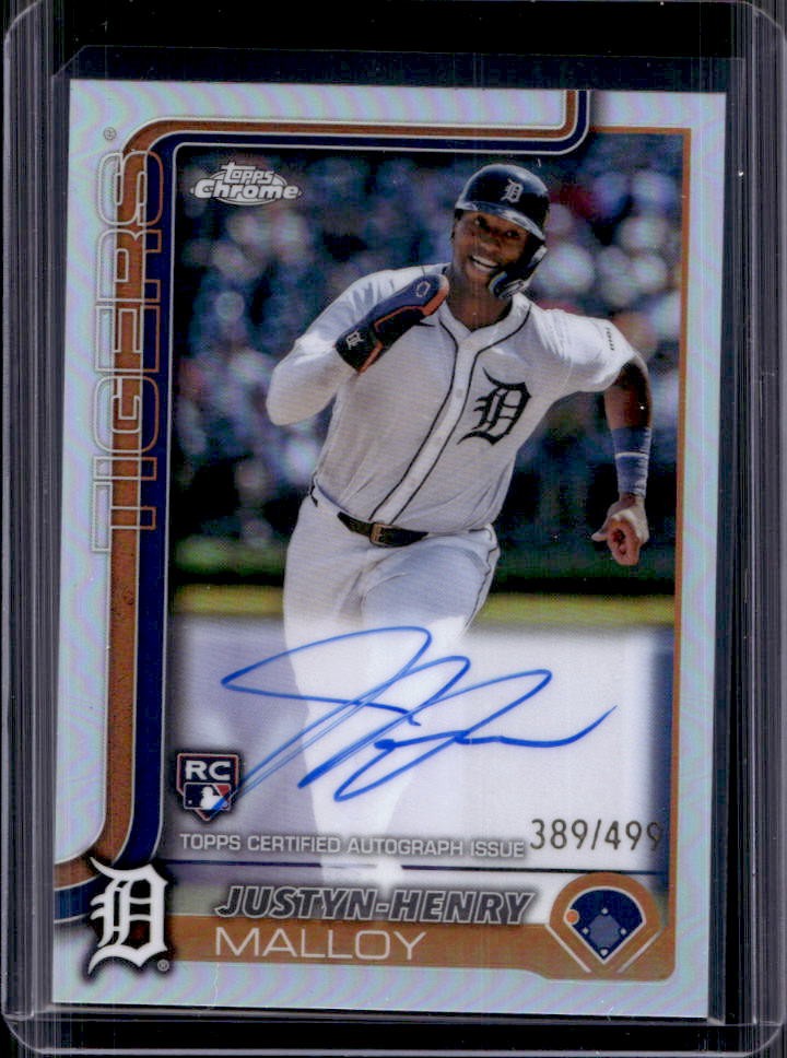 2025 Topps Chrome Justyn-Henry Malloy Rookie Auto RC Refractor #389/499 Tigers