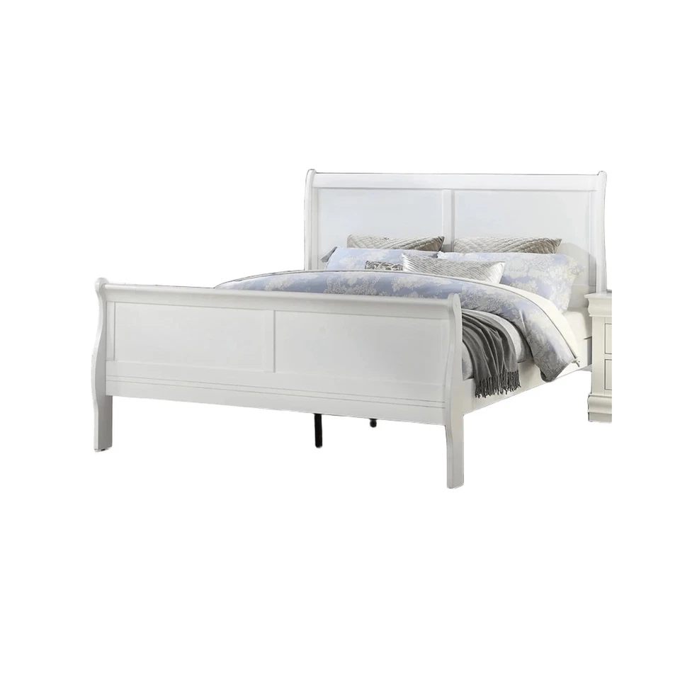 Cama trineo Queen clásica blanca | Muebles de dormitorio de madera Louis Phillipe Foto 4 de 4