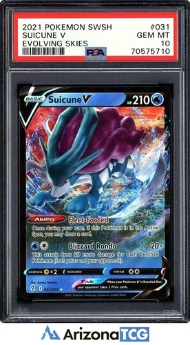 Pokemon 2021 Suicune V 031/203 Evolving Skies GEM MINT PSA 10