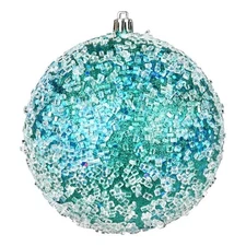 Vickerman 8" Contemporary Plastic Hail Ball Ornament in Glitter Teal Blue