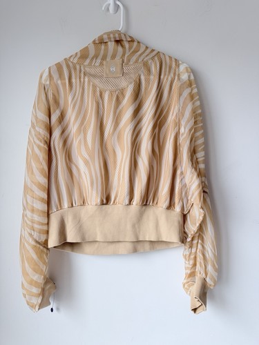 Free People Movement Pullover 3/4 Zip Windbreaker Size L Tan Zebra Dolman Sleeve - Picture 2 of 11