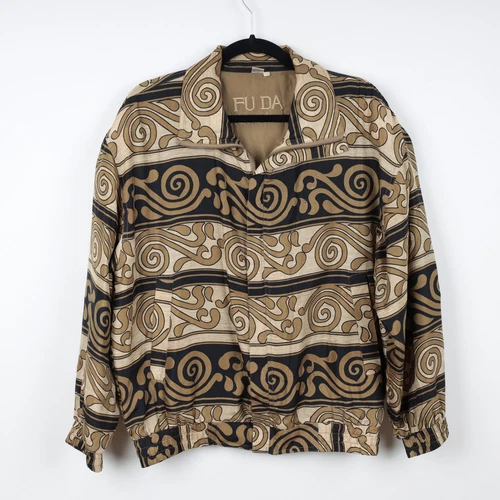 Giacca a vento vintage anni 90 100% seta stile Versace paisley zip pista media