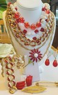 Mix Lot Red Fashion Jewelry Necklace Earrings Bracelets W Germ. Trifari P. Lane — photo 1