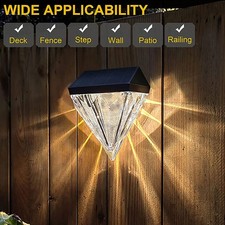 1/8 Solar Deck Light LED Diamond Fence Post Wall Lamp Outdoor Garden Decor Light