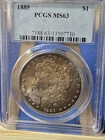 1889 Morgan Silver Dollar PCGS MS63 Philadelphia Double  Rainbow Toner🌈🏳️‍🌈🌈