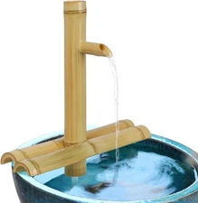 Bamboo Water Fountain Without Pump,Water Outdoor 12in, Beige 