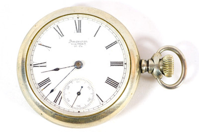 Waltham Pocket Watch PS Bartlett Model 1883 s18 Open Face Silveroid Roman Dial