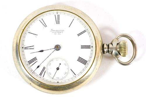 Waltham Pocket Watch PS Bartlett Model 1883 s18 Open Face Silveroid Roman Dial - Afbeelding 1 van 7