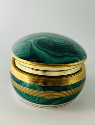 Vintage Christian Dior Gaudron Malachite & Gold Musical Trinket Box - Picture 4 of 8