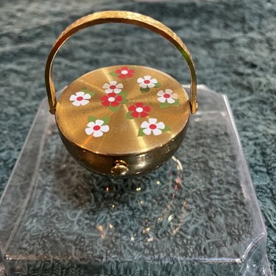 Rare Vintage Parker Pen Wadsworth Makeup Powder Compact Flower Basket
