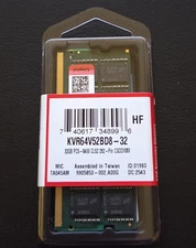 Kingston ValueRAM KVR64V52BD8-32 – 32GB DDR5-6400 CSODIMM Memory -NEW / SEALED!