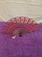 Vintage Lace Hand Fan 9.25" x 16" Plastic