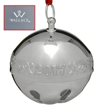 Wallace Silver Sleigh Bell-Silverplate Ornament Ribbons & Flowers - Box 11188703