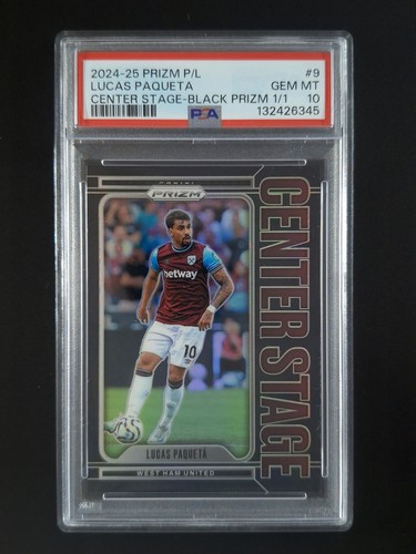 2024-25 Panini Prizm LUCAS PAQUETA 1/1 Black Prizm SSP Center Stage #9 PSA 10