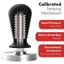 LuxHaus Espresso Tamper - 53mm Calibrated Coffee Tamper With Spring Loaded